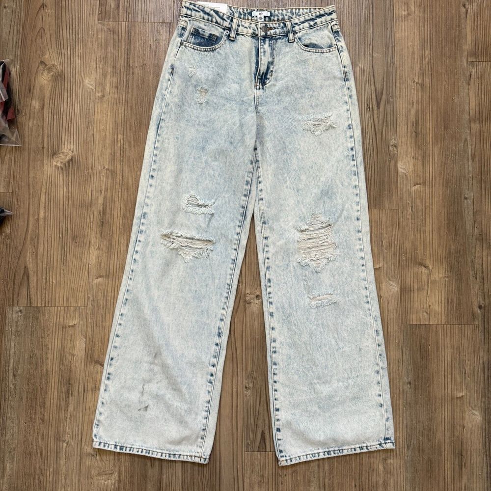 NWT BP 'Be Responsible' Jeans Womens Acid Wash High Rise Mom Straight Leg 28 Y2K